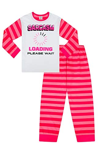 Pijama largo para niñas Cheeky Sarcasm Load Please Wait rosa Blanco blanco 15- 16 Años