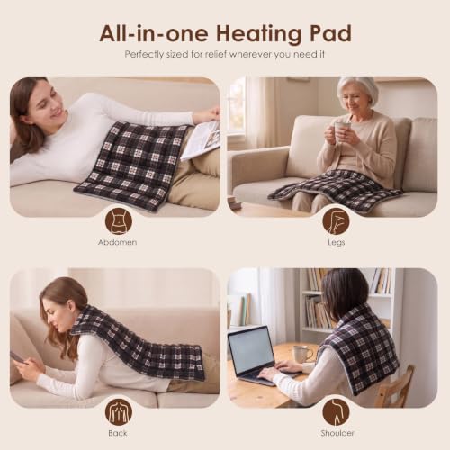 Image of Extra Large Microwave Heating Pad for Back, 24.4 X 14.17 Tartan Black