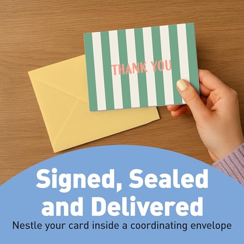 SWEETZER & ORANGE Lot de 24 cartes de remerciement à rayures d'été vierges avec enveloppes, 6 motifs colorés (4 de chaque), cartes plates de 10,2 x 14,9 cm, enveloppes rose pastel, bleu et jaune – vue 6
