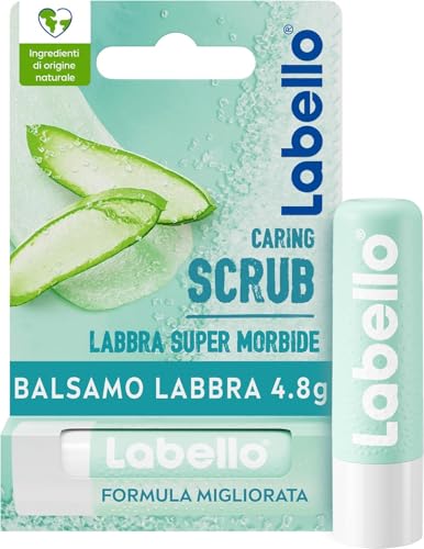 Labello Aloe Vera Moisturizing Scrub 4.8 g, Lippenpeeling mit Peelingpartikeln, Bio-Aloe Vera und Vitamin E, Peeling-Lippenpeeling ohne Mineralöle und Mikroplastik