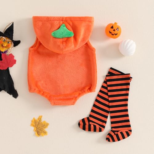 Disfraz de bebé calabaza sin mangas con capucha y calentadores miniatura 4