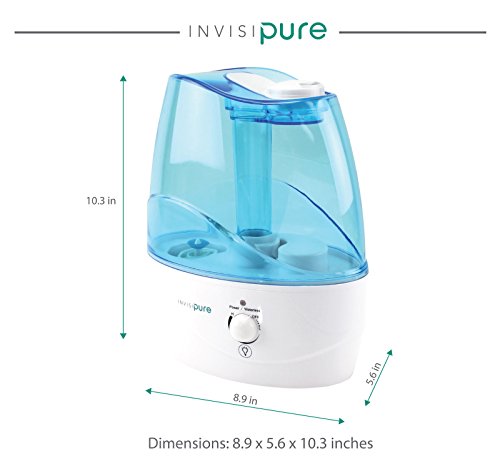 Wave Humidifier - Small Compact Humidifier for Bedroom, Nursery, Home, Office, Kid and Baby Room, Table Top, and Bedside - High Output, Cool Mist, Vaporizer, BPA Free, Night Light