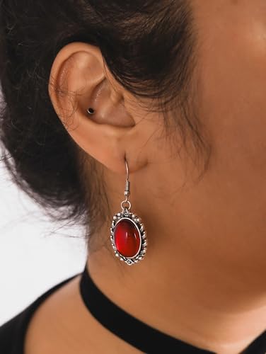 Sacina Teardrop Red Dangle Earrings, Vintage Gothic Earrings, Goth Costume Jewelry, Christmas Jewelry Gift for Women2