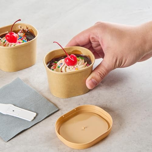 Image of Coppetta 4 Ounce Dessert Cups, 200 Greaseproof Ice Cream Cups - Lids Sold Separately, For Hot And Cold Foods, Kraft Paper Yogurt Bowls, Disposable,For Sundaes, Mousse Or Puddings - Restaurantware