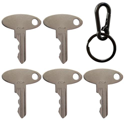 LEKEYINS 5PCS 1570 Ignition Keys ELI80-0089 with Keychain fits for Ford/New Holland Tractor 1210 1320 1520 1530 1620 1630 1715 1720 1725 1920 1925 2120 3415 L465 L554 L565 LS140 LS150 LS170 TC25