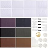 FREEBLOSS Sashiko Patchwork Ausbesserungsset Sashiko Set Mit Vorlage Denim Patchworkstoff Mit Selbstklebendem Wasserlöslichem Stabilisator Stickübertragungsmuster (Linien)