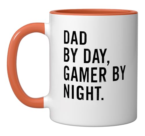Taza de cerámica Dad By Day Gamer By Night naranja/blanco miniatura 1