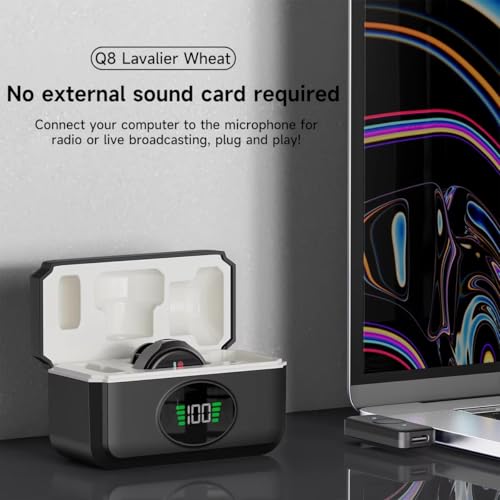 Image of GADGETSWEAR Q8 Dual Wireless Lavalier Microphone with LED Display Case, Noise Cancelling Lapel Microphone for YouTube, Vlogging, Recording, Plug & Play for Android (Type C)