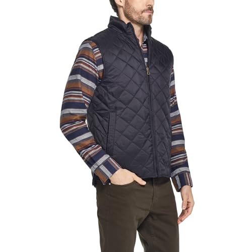 Weatherproof Vintage Men's Diamond Quilted Puffer Vest - Lightweight Insulated Sleeveless Jacket, Black, Medium