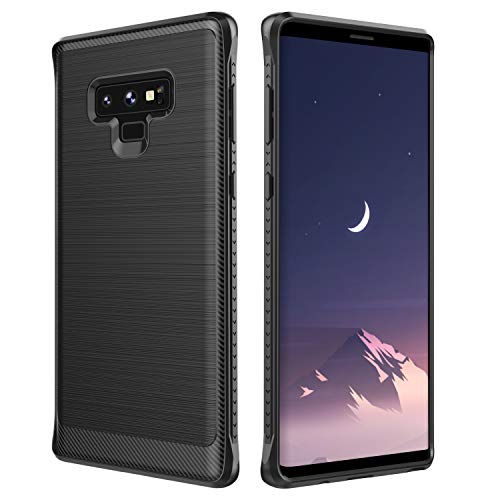 Note 9 Case, Amokc Note 9 Protective Case Brushed Carbon Fiber Phone Case Soft TPU Full Body Protection Shockproof Case Cover for Samsung Galaxy Note 9 - Black