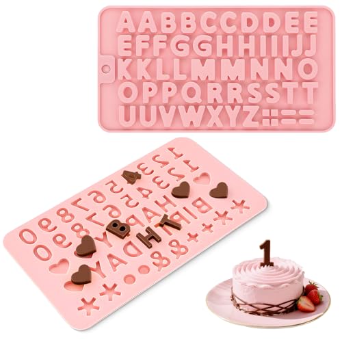 AYAWOW 2 Pcs Silicone Molds Letter Mold and Number Chocolate Edible Letters for Cake Decorating Candy Molds For Birthday Party