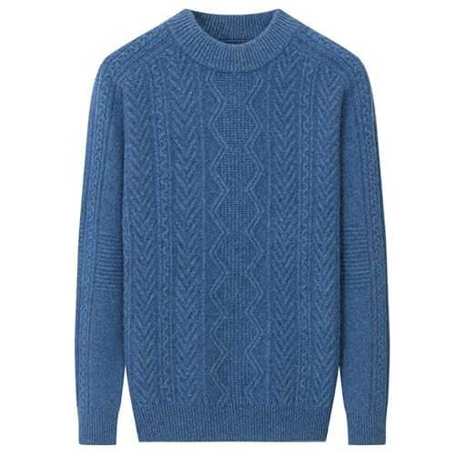 Rivccku Men's Jumpers Crew Neck 100% Pure Cashmere Knitted Jumper Causal Sweater Pullover Long Sleeves Warm Knitwear