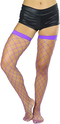Image of ToBeInStyle Women's Vibrant Large Net Fishnet Thigh High Elastic Nylon Novelty Stockings