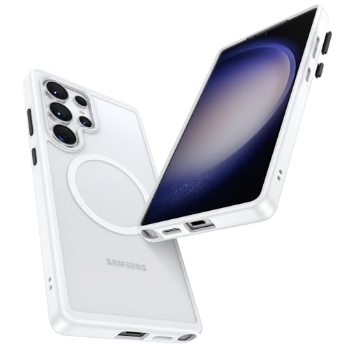 Maledan Shockproof Case for Samsung Galaxy S25 Ultra [Stain-Resistant] [Military-Grade Protection] [Compatible with MagSafe] [Anti-Yellowing] - Magnetic S25 Ultra Case Bumper Cover, StainGuard White