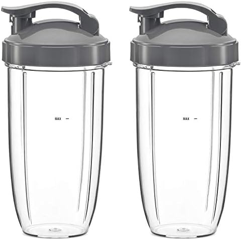 NUTRiBULLET 32-Ounce Cups with Flip Top To-Go Lid by NutriGear (Pack of 2) | NutriBullet Replacement Parts & Accessories | Fits NutriBullet 600w and Pro 900w Blender