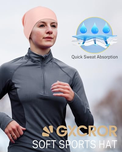 Image of GXCROR Fleece Beanies Flexfit Winter Hats Skull Cap Cycling Cap Reflective Running Gear Bonnet