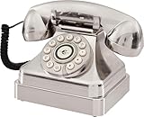 Crosley CR62-BC Kettle Classic Corded Desk Phone - Landline for Home with Retro Rotary Style, Brushed Chrome