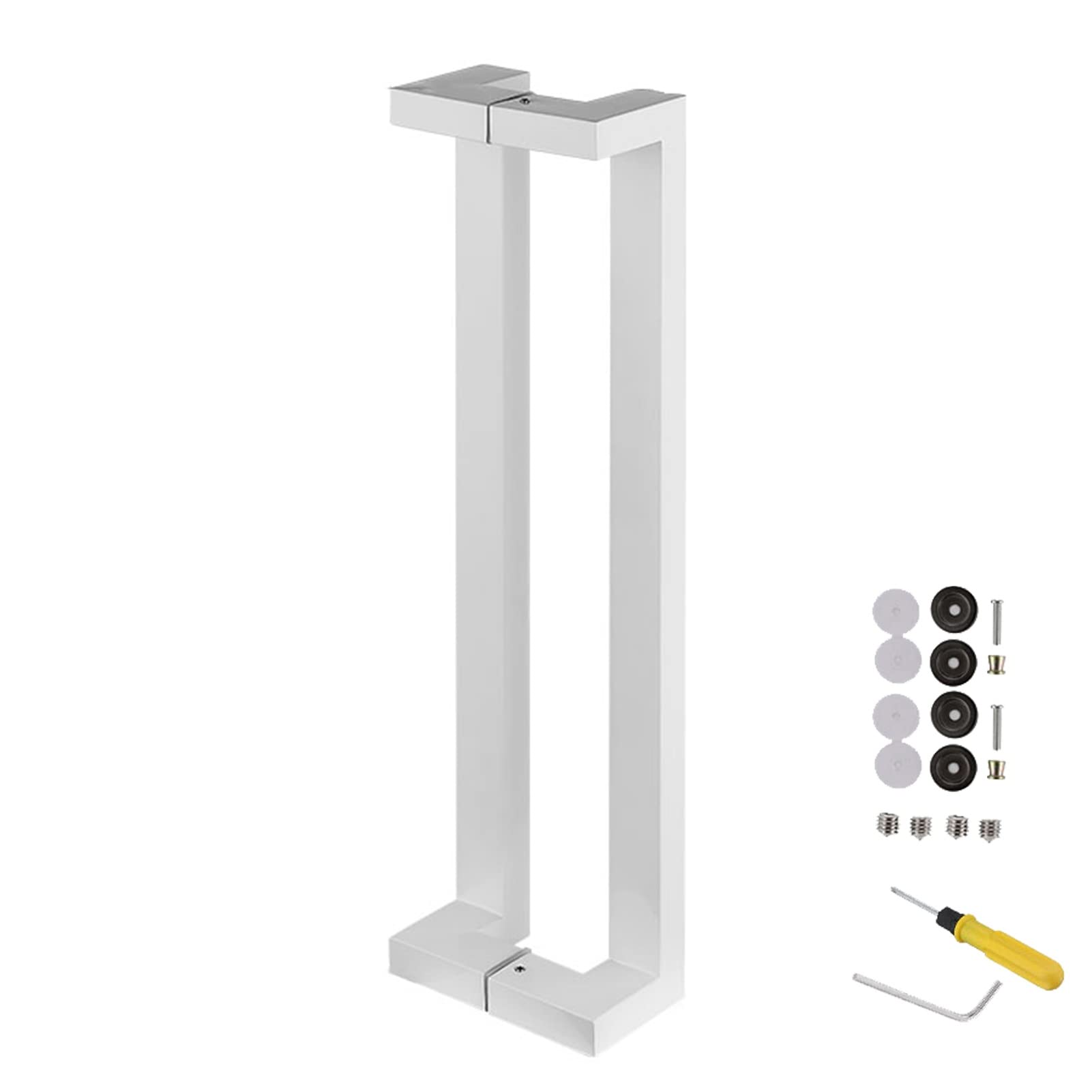 Gthtuhfd White Black Matte Door Handle For Bathroom/Garage/Sheds 80Cm/31.5 Inch Exterior/Interior Pull Push Handle With Installation Fittings Pocket Doors Compatible Stylish And,-60Cm/23.6