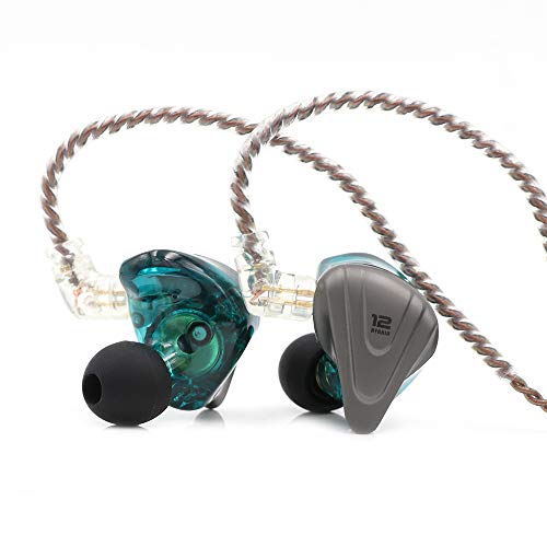 Linsoul KZ ZSX 5BA+1DD 6 Driver Hybrydowe słuchawki douszne HiFi z płytą czołową ze stopu cynku, odłączany kabel 0,75 mm 2-pinowy dla muzyków audiofilskich (bez mikrofonu, cyjan)