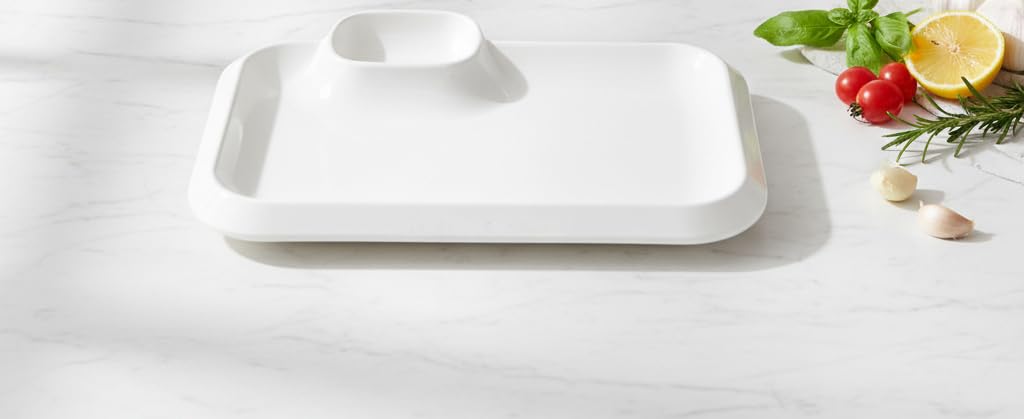 Avastro 12 Inch Rectangle Ceramic Portion Control Diet Plate Divided Dessert Snack Serving Dish Platter for Balanced Meal Food Separator Appetizer Tray Pack of 1