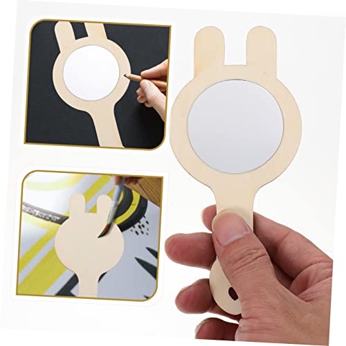 Abaodam 16 Peças Pequeno Espelho De Madeira Para Crianças Brinquedos Espelho De Impressão DIY Acessó