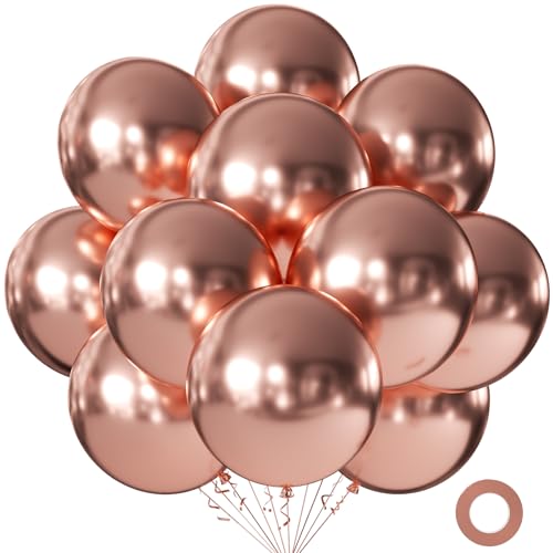 Image of KALOR 18 Inch Metallic Roe Gold Large Latex Round Balloons 30-Pack