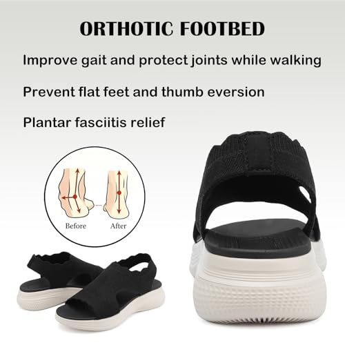 NINIKUA Womens Orthopedic Sandals Ladies Arch Support Walking Sandals with Comfortable Plantar Fasciitis Open Toe Slip On Sport Athletic Sandals by NINIKUA - Used condition - Image 5