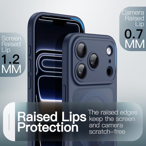 Image of JETech Magnetic Case for iPhone 17 Pro 6.3-Inch Compatible with MagSafe, Camera Lens Full Protection, Translucent Matte Back Slim Minimalist Shockproof Phone Cover (Dark Blue)