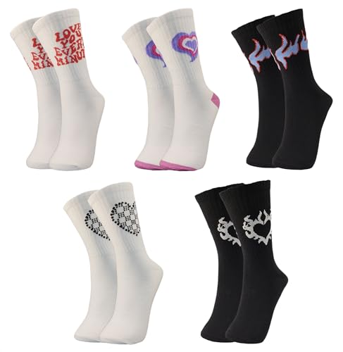 Image of TRAZO Women's Calf Length Designer Printed Multicolor, Multi-Purpose Socks | Socks for Women (Pack of 5)