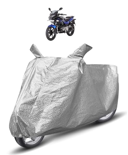 Image of Auto Hub Waterproof Bike Cover Compatible with Bajaj Pulsar 220F Dustproof, UV Protection Two Wheeler Bike Pulsar 220 Cover - Metallic Silver