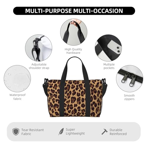 Leopard Printed Carry on Luggage Travel Bag Travel Bag for Women Men Large Duffle Bag for Travel Bag for Travel, Business Trips, Work, Gym4
