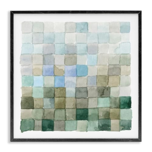 Earth Tones Watercolor Square Pattern, 17 x 17 Inch Framed Giclée Print