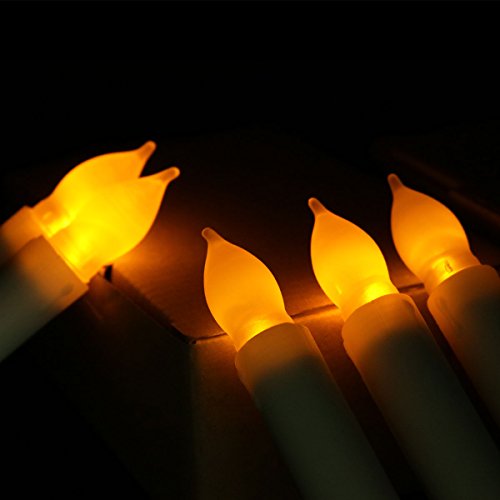 Youngerbaby Conjunto de 12 mini velas cônicas de LED operadas por pilhas, velas cônicas sem chama pa