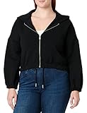 ONLY Damen Kurze Sweat Übergangsjacke | Longsleeve Shirt Zip Hoodie | Basic Fitness Streetwear ONLSCARLETT, Farben:Schwarz, Größe:S