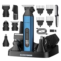 BarberBoss 5-in-1 Bartschneider für Männer, Haarschneider, Körperhaarschneider, Nasen und Ohrhaarschneider, Herren-Pflegeset, kabelloser, wiederaufladbarer Haarschneider, Herren-Pflegeset, QR-6020