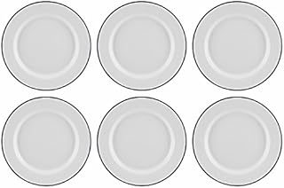 Set of 6 Traditional Falcon White Enamel Dinner Plate Roasting Baking (20cm)