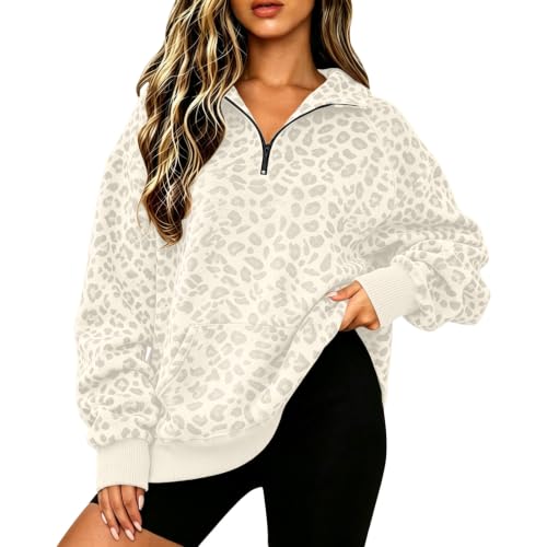moolBeko Leopard Sweatshirt for Women Cheetah Costume Quarter Zip Pullover - image 1