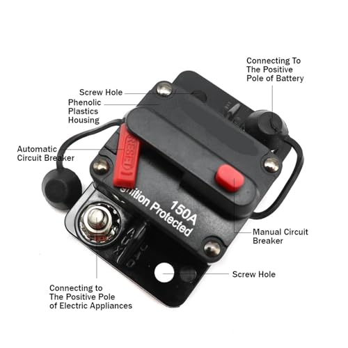 Fusible reinicio 12-48V DC coche disyuntor 70A impermeable para protección de audio y motor 6
