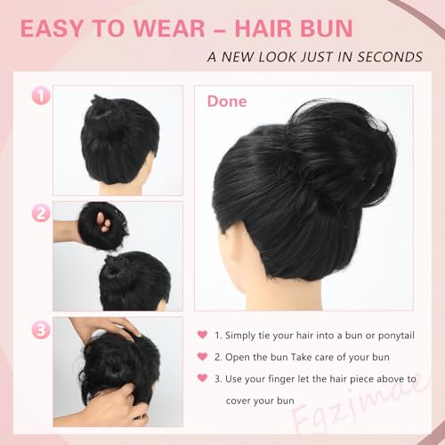 FGZJMAE Messy Bun Hair Piece Human Hair Natural Curly Dark Brown Tousled Smooth Stretchy Fluffy Donut Updo Elastic Rubber Band Human Hair Chignons Scrunchies Hair Bun(1 Count #2 Darkest Brown)
