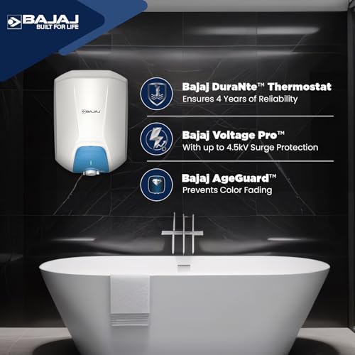 Image of Bajaj Endure Series Gracio 25L Storage Water Heater For Home|5 Star Rated Geyser For Bathroom|Thermo-Knob|Shock Resistant Rust Proof|Child Safety|10-Yr Tank 6-Yr Element 4-Yr Product Warranty|White