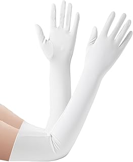Women's Long Satin Gloves for Weddings, Prom, Formal Events, Elbow Length Gloves, 21'' Length and 4.3'' Width