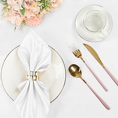 White Satin Napkins Cloth 40 Pcs Square 20 X 20 Inches Soft Smooth Fabric Table Dinner Satin Cloth Napkins Washable Cloth Napkins For Weddings Parties Holiday Dinner Thanksgiving Christmas (White) #TOP2
