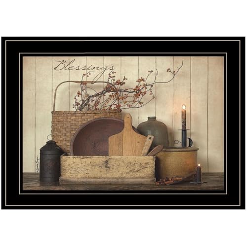 Trendy Decor 4U BOY294A-704G Count your Blessing Wall Art By Susie Boyer - Farmhouse Still Life 15" H x 19" W
