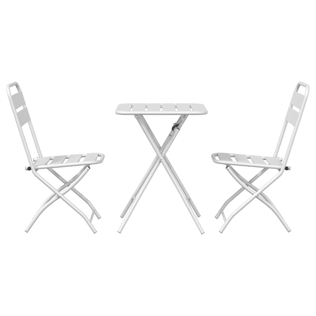 Set Bistrot Pieghevole 3 Pezzi Bianco Acciaio