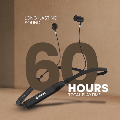 Image of AROMA NB119 Brio Neckband Bluetooth | Upto 60 Hours Playtime, Fast Charging, Dual Pairing, Heavy Bass
