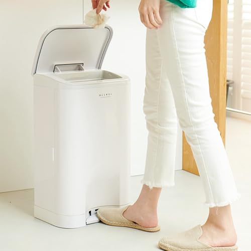 Image of ALLKEI 29L Gift Set Includes 11 Magic Refill Bag Disposal System, Diaper Pail, Odor Control Trash Can for Baby, Adult Diaper, and Pet Waste, Made of Durable ABS. (White)