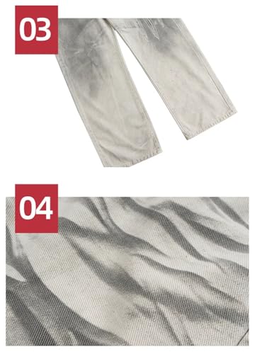 Men's and Women's Jeans Retro Pants Print High Street Wash Hole Jeans3