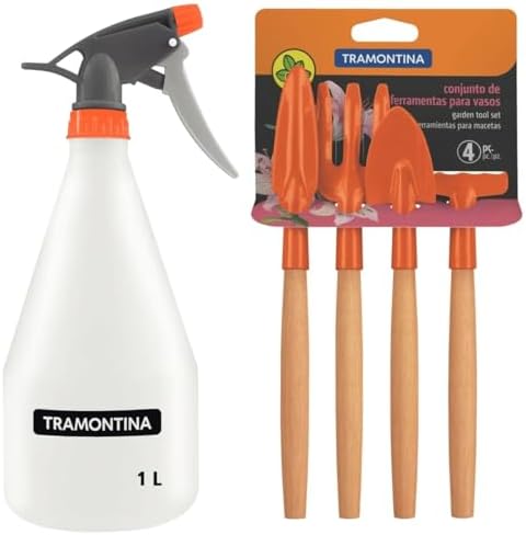 Kit Conjunto Mini Para Jardinagem 4 Peças + Borrifador 1 Litro | ...