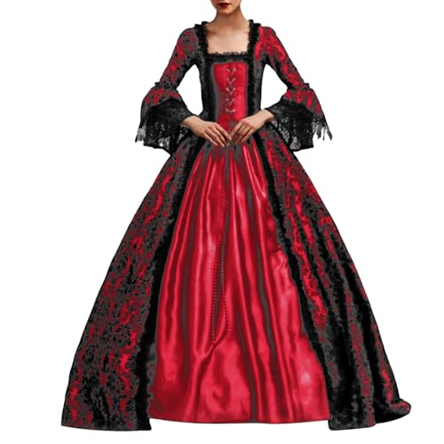 Vestido largo estilo gótico y medieval con falda multicapa para fiestas temáticas vintage