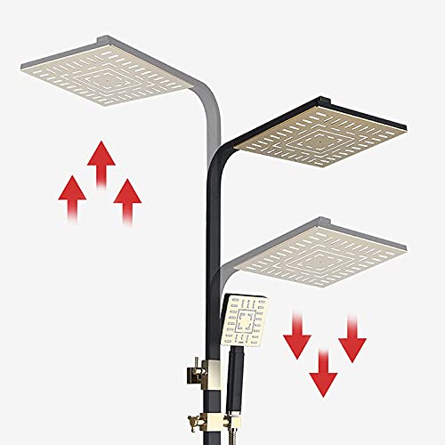 Columna de ducha termostática cuadrada para baño color negro y dorado con función de lluvia y ducha de mano, altura ajustable miniatura 4